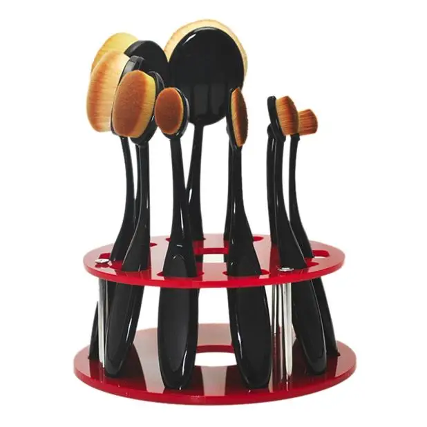 10 Hole Oval Makeup Brush Holder Drying Rack Organizer Cosmetic Shelf