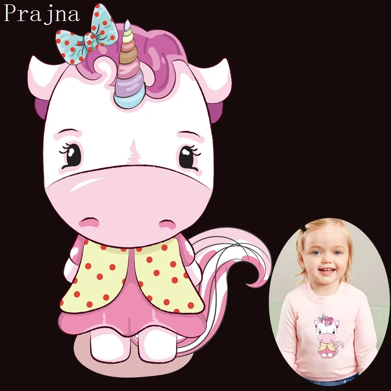 

Prajna Kawaii Animal Unicorn Heat Transfer Beauty Unicorn Thermal Transfer PVC Printed Vinyl Patches Iron On Applique Wholesale