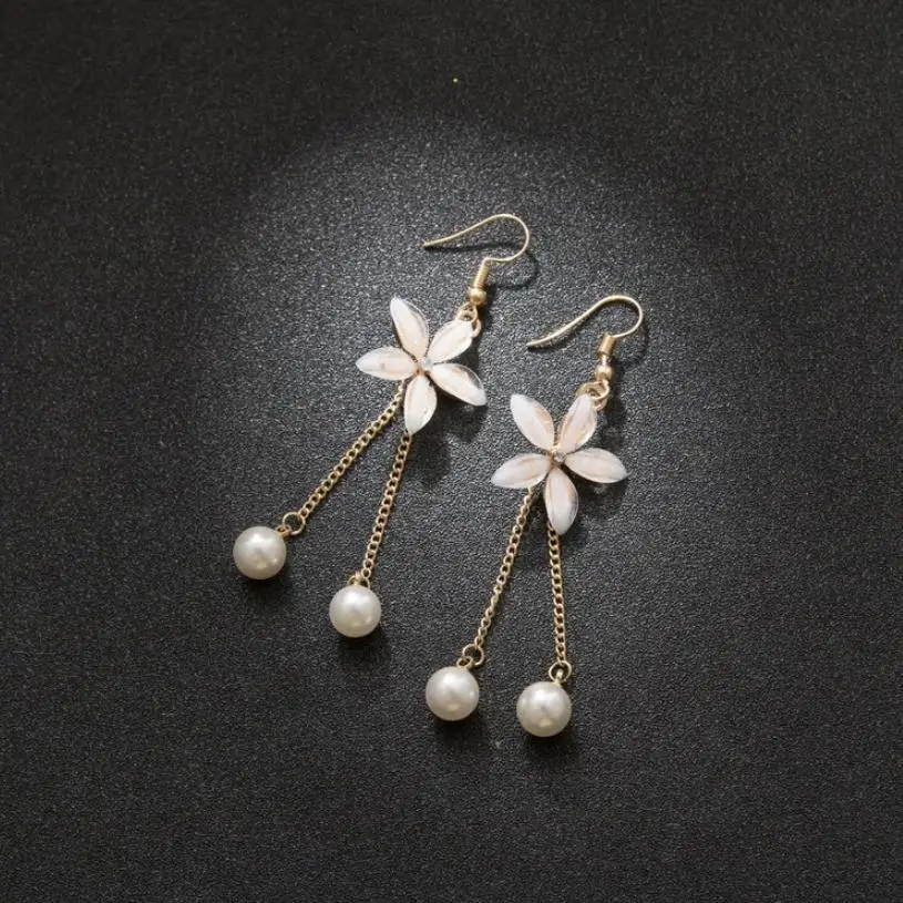 

Fashion Long Drop Korean Dangle Female 2019 For Women's Earrings In Boho With Acrylic Pearl Hanging Jewelry Bohemian Earings