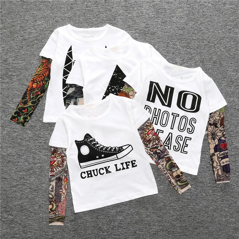 

Boy Clothing Boys and Girls Tattoo Sleeve T Shirt Children Big Clothing Kids Tops Baby Brand Nice Sleeve Tops Child T-shirts