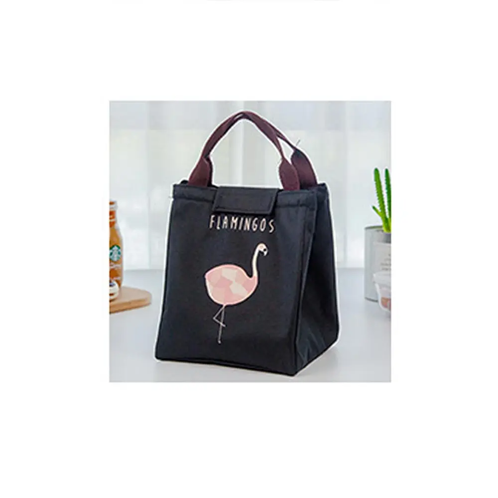 Мультяшная милая сумка-переноска для ланча Bento Tote, сумка для хранения пикника, пищевые изоляционные сумки для ланча для женщин, детей, мужчин, сумки-контейнеры - Цвет: Черный