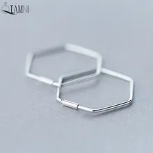 QIAMNI 925 пробы серебряные шестиугольные геометрические открытые серьги-гвоздики для женщин и девочек Pendientes ювелирные изделия для рождественской вечеринки подарок