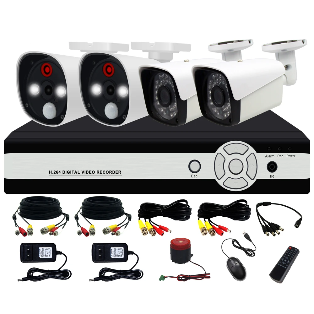 4CH умная сигнализация 1.3MP комплект AHD CCTV с PIR датчиком обнаружения движения и сильными белыми светодиодами для анти-охранной сигнализации нажмите на мобильное приложение