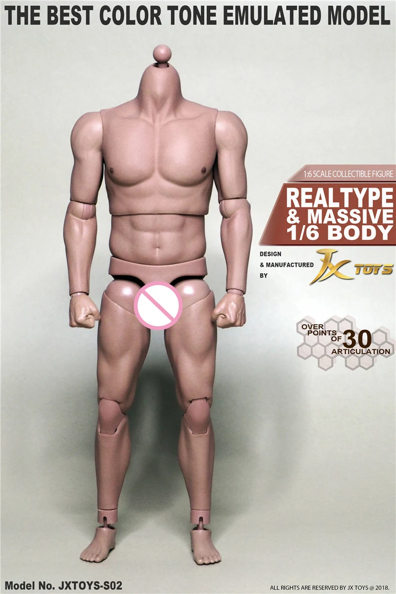 JX TOYS 1//6 Scale Emulated Male Muscular Figure Body JXS02 U.S.A IN STOCK