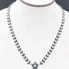 925 Серебряное Платиновое инкрустированное натуральным сапфиром ожерелье кулон женское ювелирное изделие красивое благородное