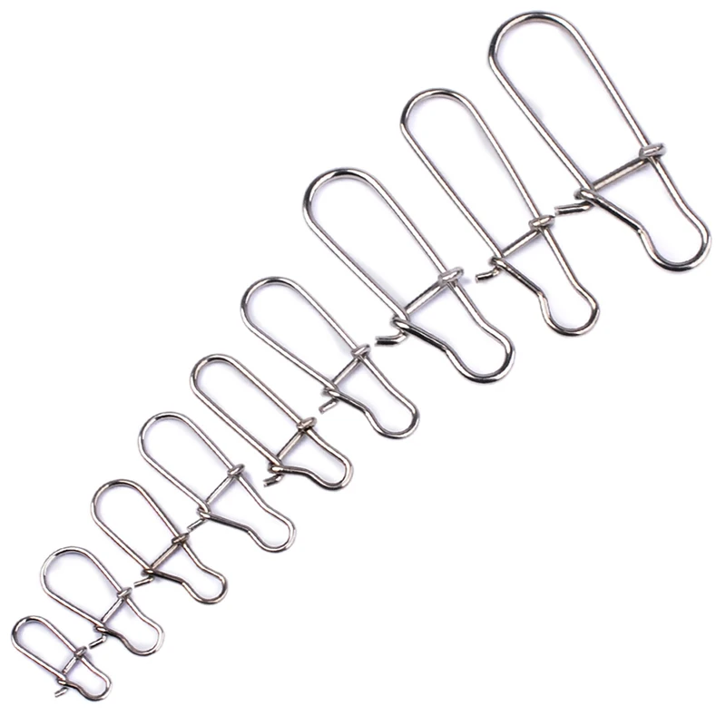 

100 pcs Fast Lock Snap Portable Fishing Barrel Swivel Safety 12mm-33.5mm Swivel Snap 0#-8# Fishing Swivels Fishing Tools