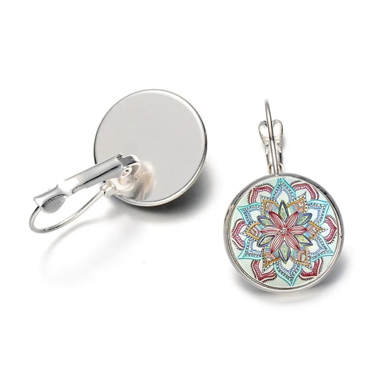 Mandala 2018New Fashion Jewelry Earrings om Symbol Zen Buddhism Rhinestone Earring Lotus Flower Jewelry For Glass