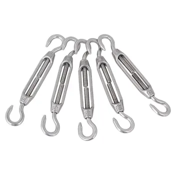 

6Pcs Adjustable European Style Hook & Hook 304 Stainless Steel M4 M5 Wire Rope Tensioners