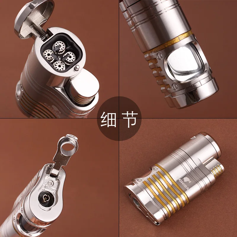 COHIBA мини металлический ветрозащитный Карманный Зажигалка для сигар с 4 струйным