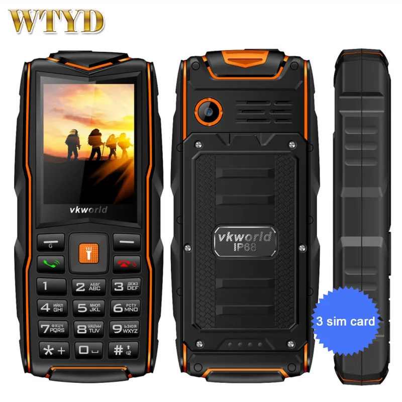 Оригинальный VKworld New Stone V3 3 SIM карта IP68 Водонепроницаемая Русская клавиатура 2 4