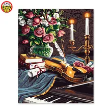 Картина по номерам художественная краска по номерам DIY Украшение гостиная, спальня диван фон, гитара цветок свеча