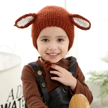 

Toddler Baby Cap Boys Girls Earflaps Cotton Winter Warm Knitting Hats Children Cap