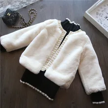 New Winter Girls Fur Coat Elegant Baby Girl Faux Fur Jackets Thick Warm Parka Kids Outerwear Clothes Girls Coat with Pearl CT027 new winter girls fur coat elegant baby girl faux fur jackets and coats thick warm parka kids outerwear clothes girls coat