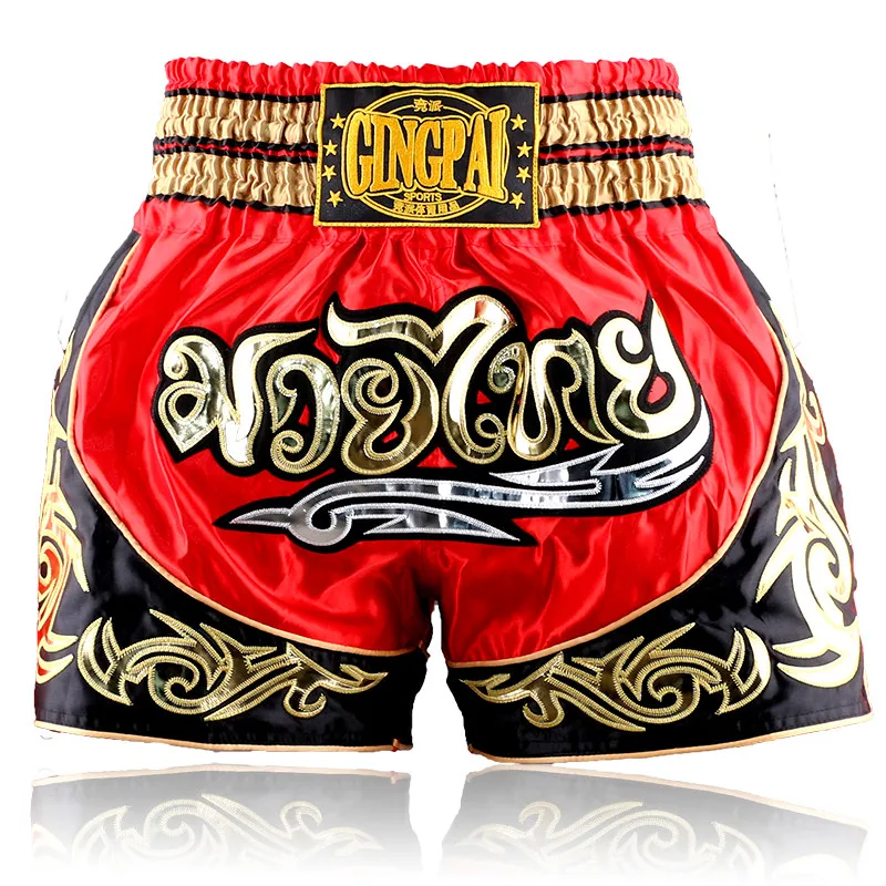 Одежда высшего качества ММА Шорты Муай Тай Бокс стволы удар Бокс боевых искусств Профессиональный дышащий укороченные штаны черный, красный бриджи