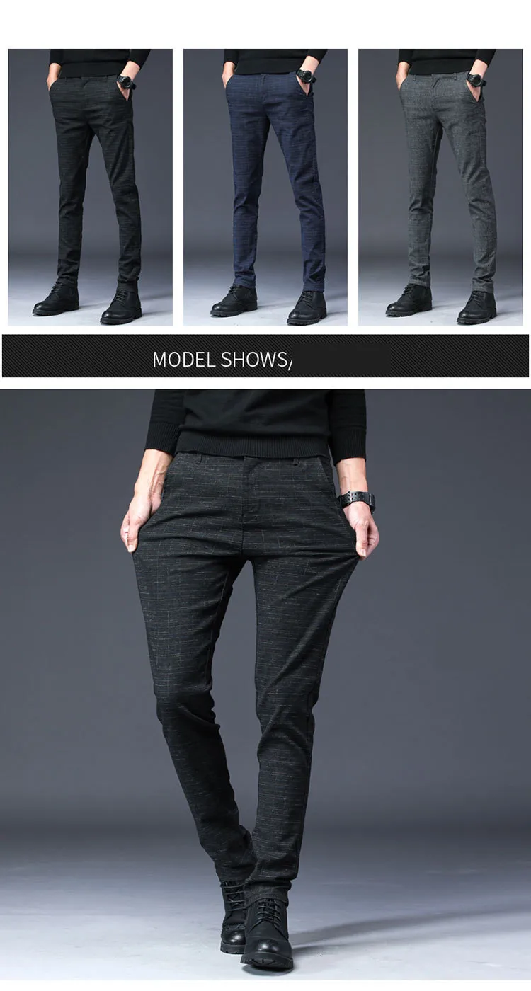 2019 New Design Upscale Casual Men Pants Cotton Slim Male Pant Straight Trousers Fashion Business Pants Men Plus Size 38
