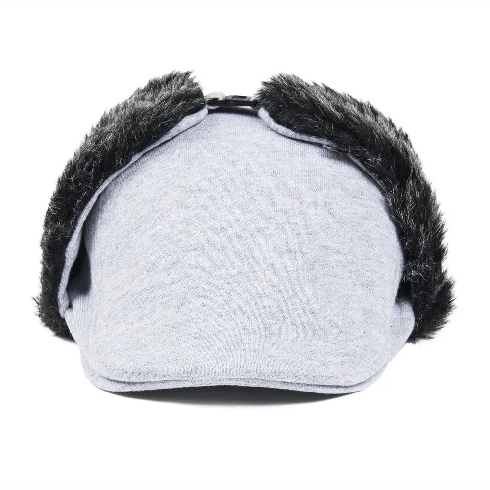 VOBOOM уха лоскут Bomber Hat для мужчин зимние светло серый хлопок теплый плоский Плющ