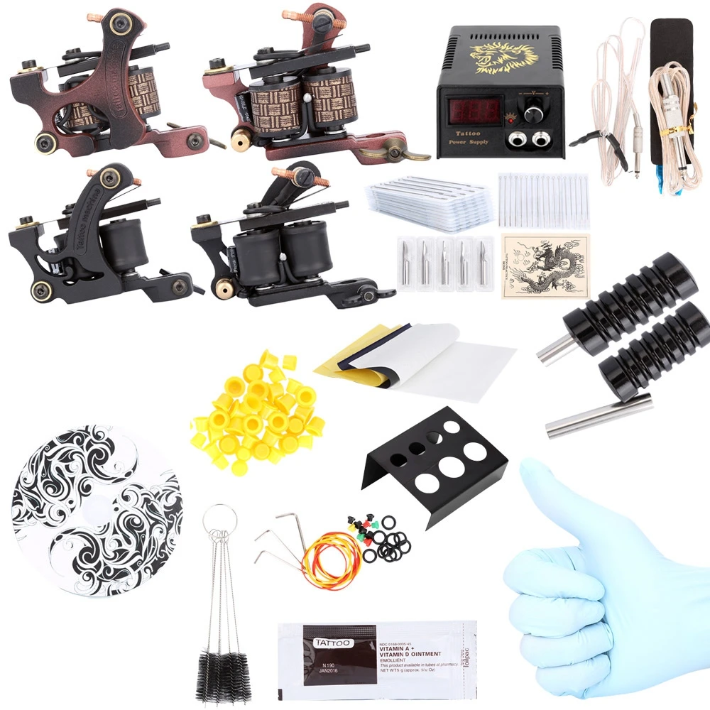 SOLONG TATTOO Complete Tattoo Kit Power Supply 2 Machine Guns Shader