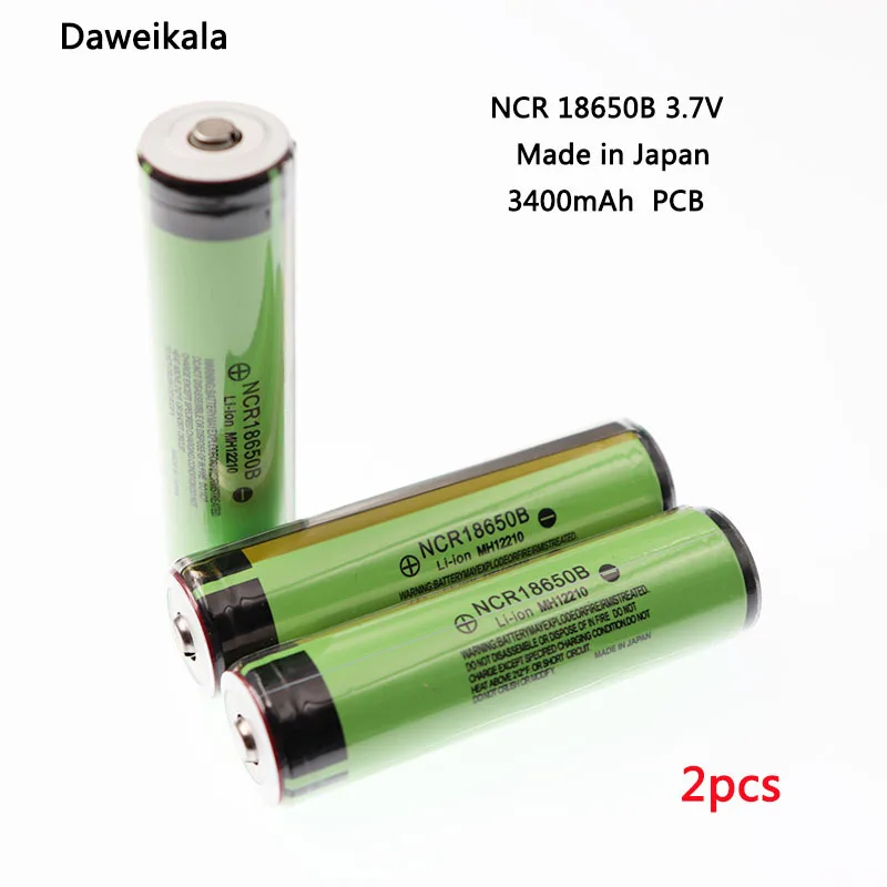 2шт Daweikala Оригинал 18650 батарея NCR 18650B 3400 mAh 3 7 V литий ионный перезаряжаемый блок