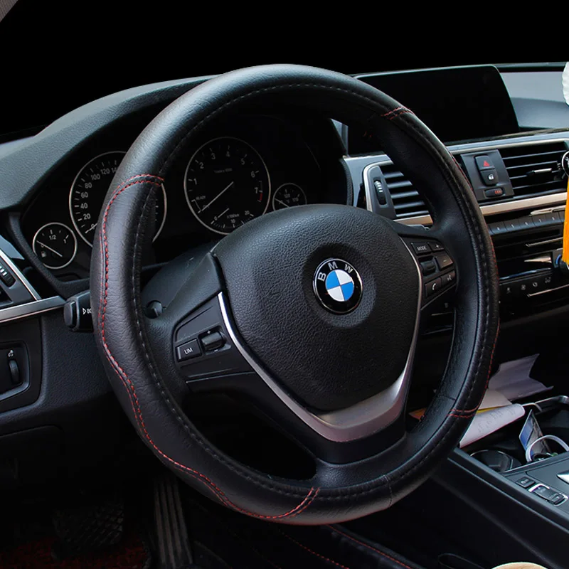 Large size Pu Leather Car Steering Wheel Cover plus wheel hubs for different cars 36 38 40 42 45 47 50cm for trunk bus