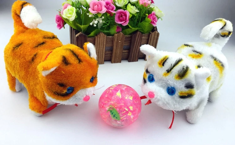 Новая милая электрическая плюшевая игрушка «Кот», светящаяся кошечка, кошачьи светящиеся глаза, ходячие фигурки, электронные игрушки для котов, 140 шт