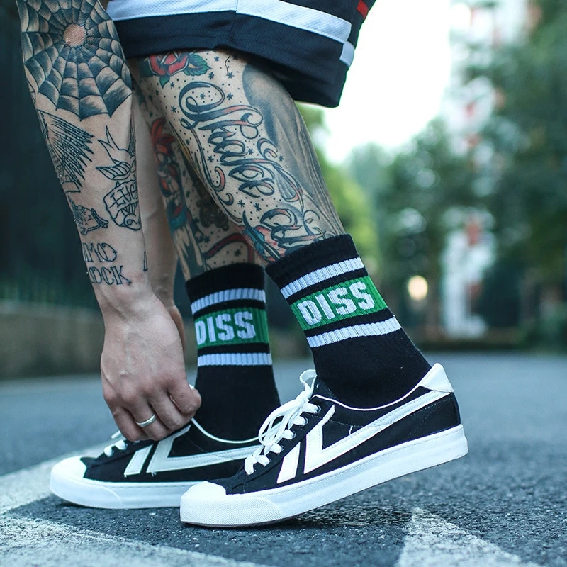 

IMINCN 1Pair INS DISS Cotton Brand New Quality Casual Sport Business Anti-Bacterial Deodorant Man Black White Long Sock