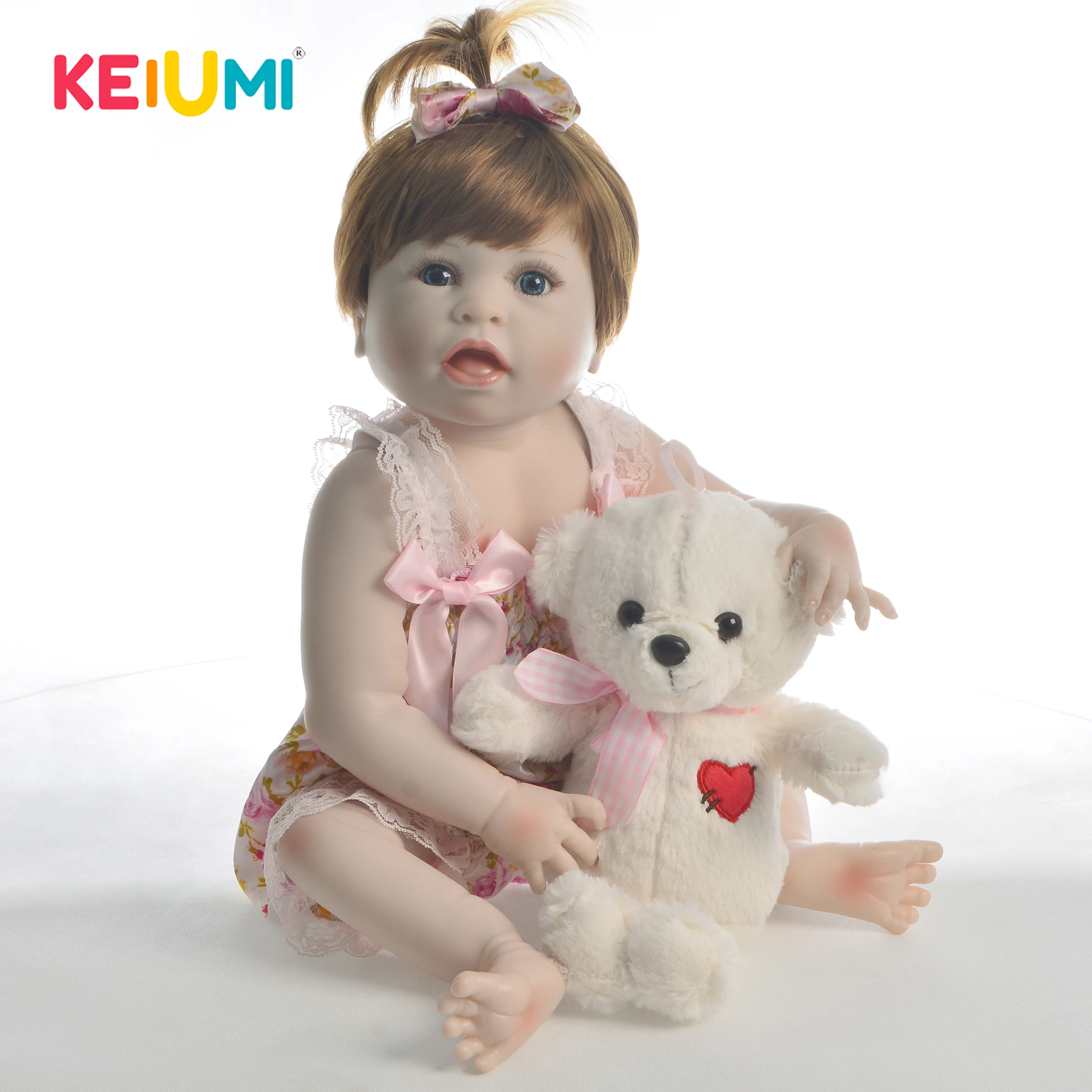 Кукла реборн KEIUMI ручной работы виниловая игрушка 57 см полностью из силикона