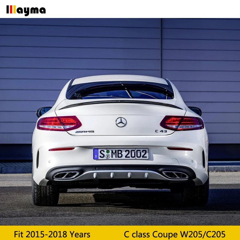 C63 Стиль углеродное волокно задний багажник спойлер для Benz C class C180 C250 W205 2 купе- год C205 автомобиль спойлер заднего крыла