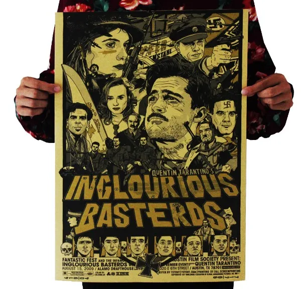 Inglourious Basterds, винтажная крафт-бумага, Постер для фильмов, карта, для дома, школы, офиса, Декор, искусство, ретро постеры и принты