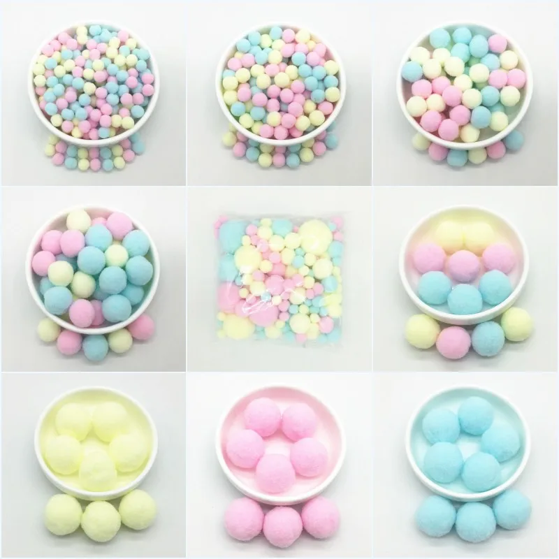 

Light Yellow Pink Blue Pompom Fur Balls DIY Soft Pom Poms Craft Pompones Wedding Decor Glue on Cloth Accessories 8mm To 30mm 20g