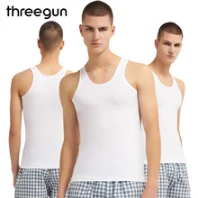 THREEGUN 3 упаковки мужские высококачественные хлопковые топы на бретелях Бодибилдинг без рукавов основной жилет на бретелях однотонные повседневные белые майки много