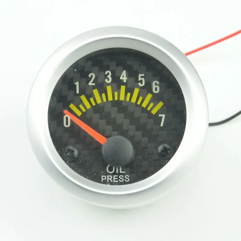52mm carbon Tattoos brand white backglight car engine oil pressure gauge 0-7 Bar Auto gauge oil pressure meter Free Shipping