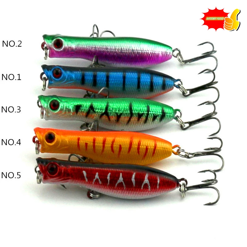 5pcs/lot Carp Fishing Lure Popper Top Water Bait Fresh Lure Set 6cm 5g Best Fishing Tackle Appat