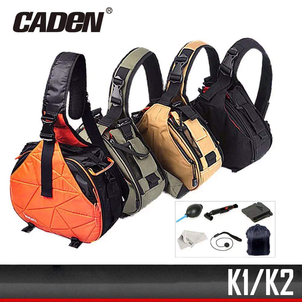 

Caden Waterproof Travel Small Shoulder Camera Khaki Bag with Rain Cover Triangle Sling Digital DSLR Photo Padded Backpack Bag