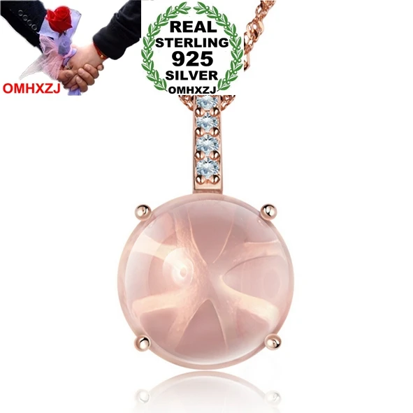 

OMHXZJ Wholesale round woman 6 carats natural Rose Quartz star kpop 925 sterling silver NO Chain Necklace pendant Charms PE12