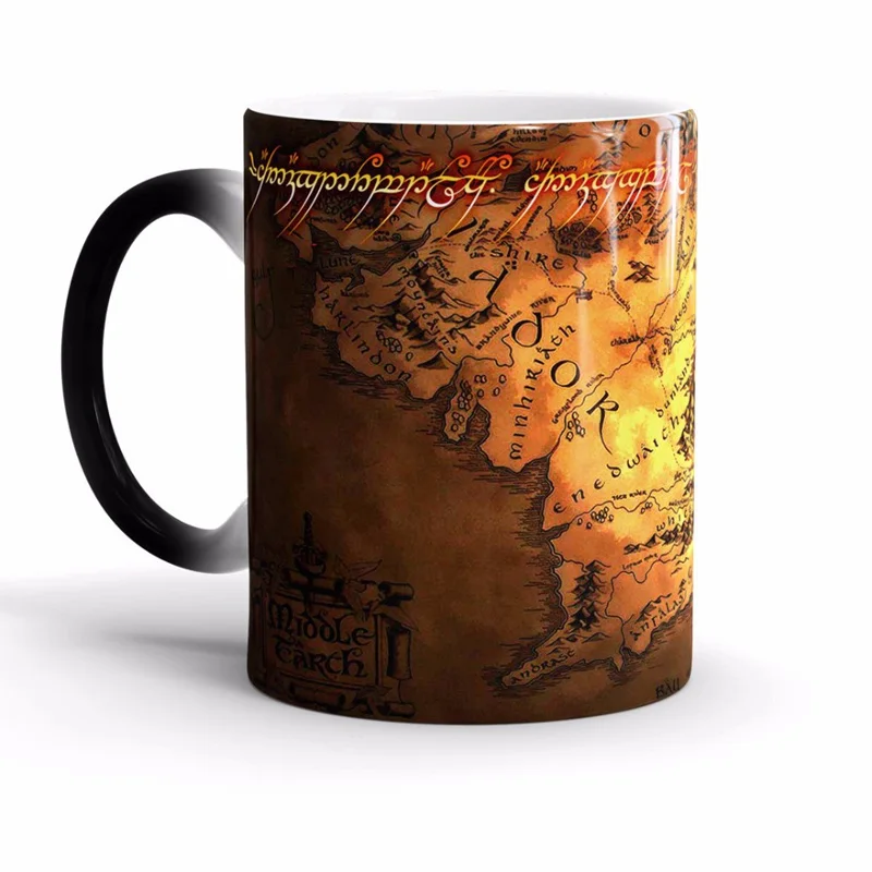 1pcs The Lord Of The Rings Mugs One Ring Figure Map Color Changing Mug Creative Magic Ceramics Milk Juice Cup