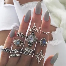 11PCS/SET Fashion Rings Wedding Ring Set for Women Crystal Finger Jewelry Knuckles Men Party Bague Femme Anillos Brincos 2019