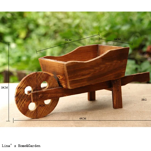 スミレ手押し車花籠花車木製ヴィンテージ