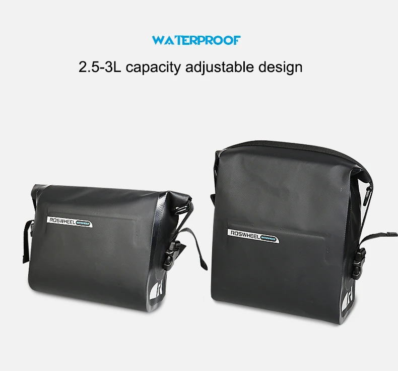 Best ROSWHEEL DRY 3L Cycling Bike Bicycle Handlebar Front Basket PVC Full Waterproof Bags Bike Accessories Cycle Pannier Pouch 6