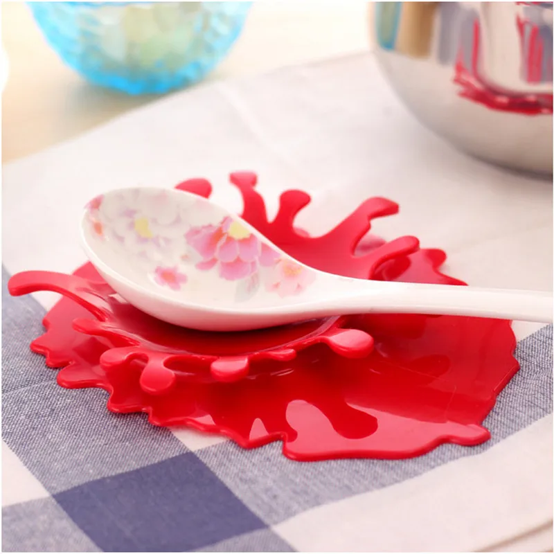 Honana KT-948 Mustard Blood Shaped Spoon Rest by Mustard Kitchen Cooking Aid Cup Holder