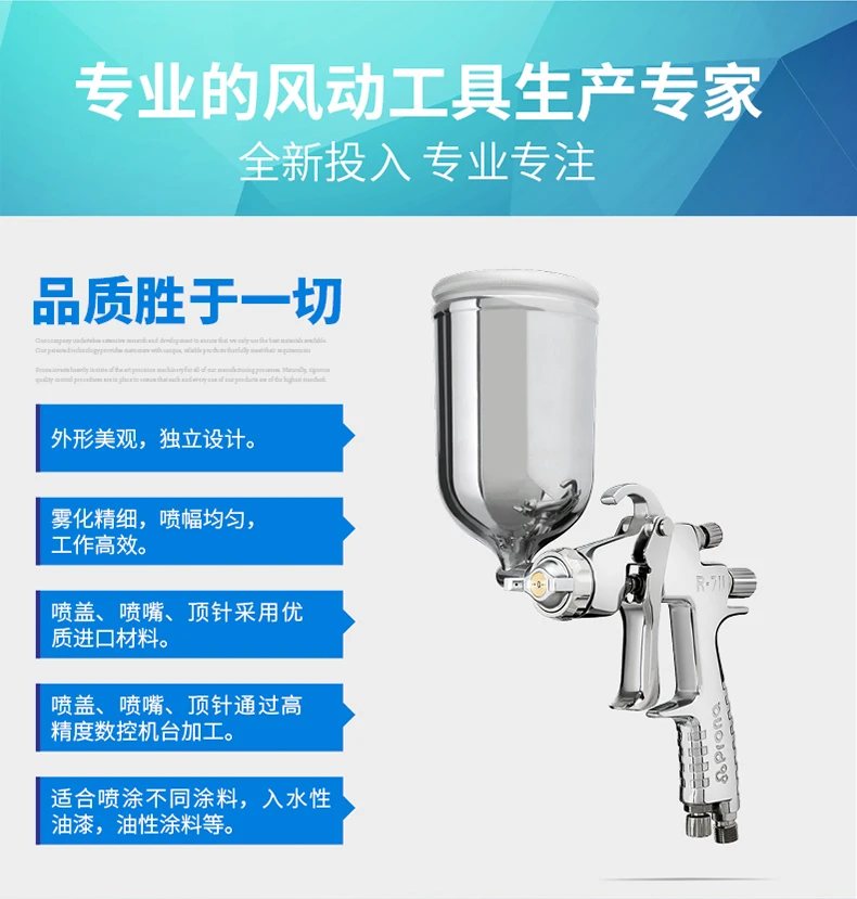 

Prona R-711 hand manual spray gun with cup, free shipping, gravity/suction/pressure feed type to choose, R711 painting gun