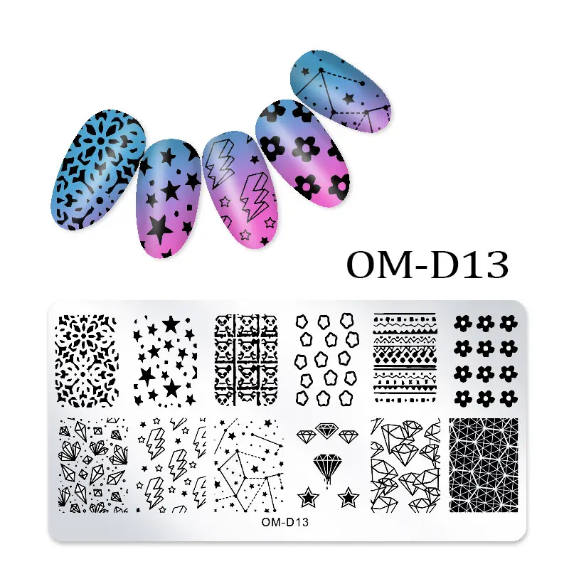 1Pc Nail Stamping Plates Lace Flower Animal Geometry Pattern Nail Art Stamp Stamping Template Image Plate Stencil Manicure Tools - Цвет: OM-D13