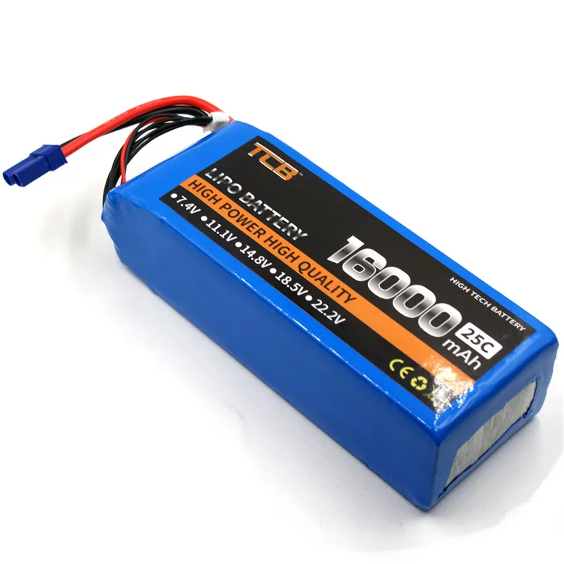 

TCB RC Airplane LiPo Battery 4S 14.8V 16000mAh 25C FOR RC Drone Quadrotor Helicopter Car Boat Tank