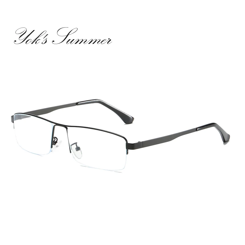 C1 Black Frame YOK'S прямоугольная полуоправа очки против голубого излучения мужские брендовые компьютерные бизнес очки металлическая оправа HN1250 - Цвет оправы: C1 Black Frame
