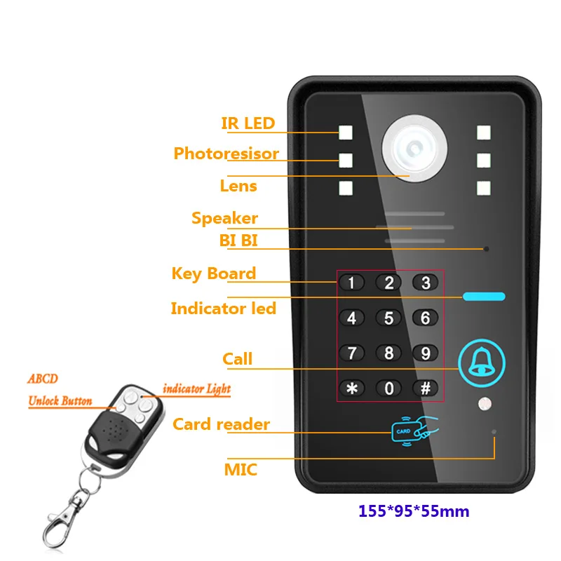 Yobang Security 7-дюймовый проводной/Беспроводной Wi-Fi RFID пароль видео дверь домофон запись Системы с Поддержка удаленного приложение