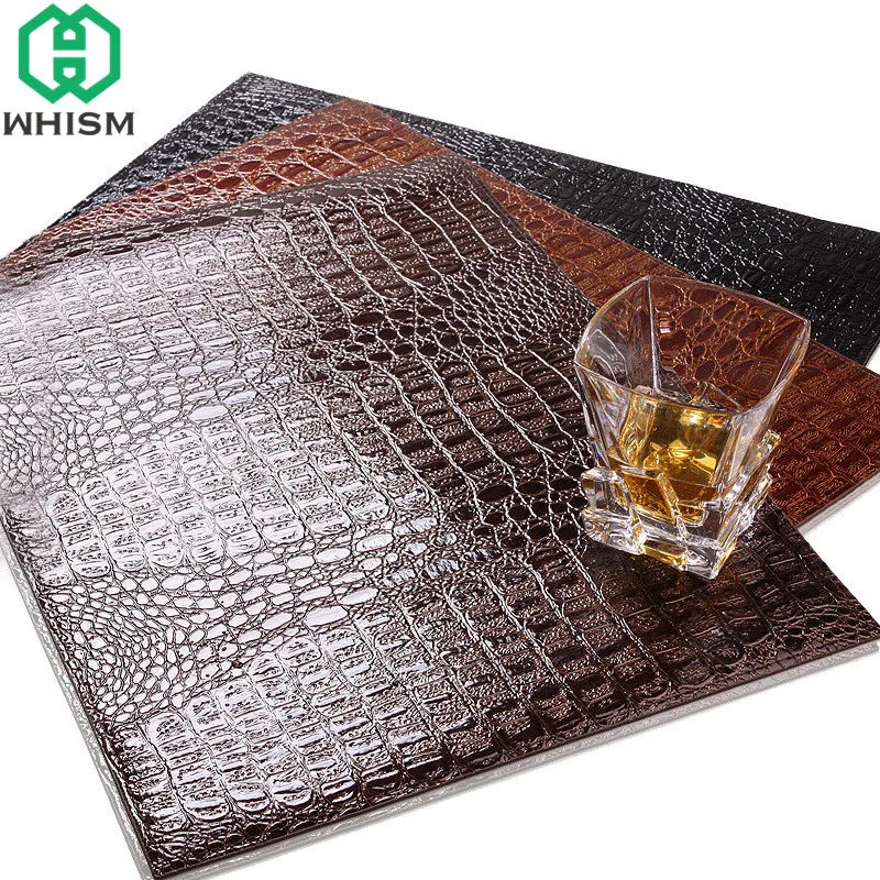 WHISM 45x30cm Crocodile Kitchen Table Mat PU Leather Place Mat Drink Coaster Insulation Pad Table Mats for Dining Table Placemat