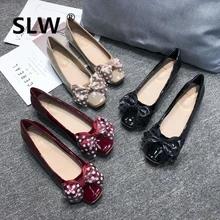 Весенние туфли-лодочки с квадратным носком, на шнуровке, с бантиком-бабочкой модные женские туфли из лакированной кожи на резиновой подошве, из PU искусственной кожи, на каждый день, г. Новые слипоны