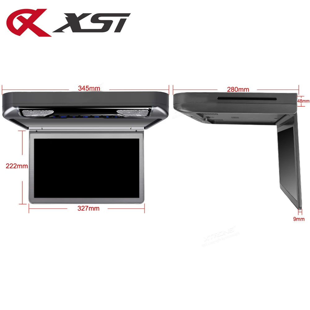 XST 13,3 дюймовый автомобильный монитор с креплением на крышу MP5 dvd-плеер откидной вниз 1080P видео HD цифровой TFT широкий экран USB/SD/HDMI порт/MP5/IR/FM
