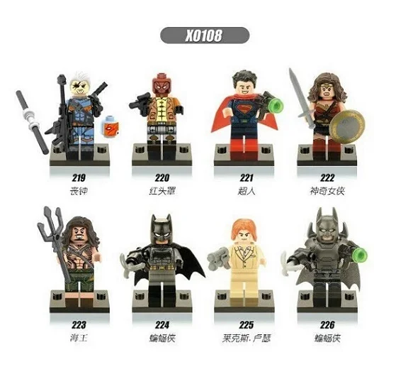 

Building Blocks Super Heroes Deathstroke Red Hood Superman Aqua Man Pirates Batman Lex Luther Model Children Gift Toys X0108