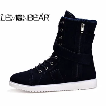 

Winter plus velvet thick men's boots desert boots zipper Lace-up buckle popular elements men's shoes work motorcycle locomotive