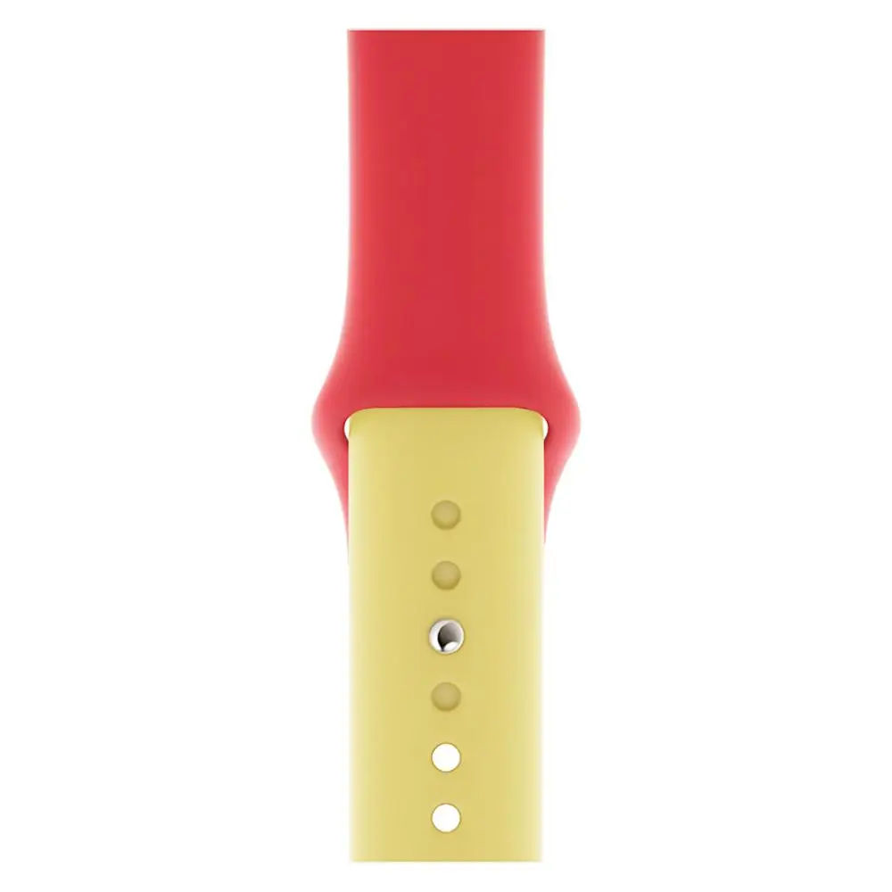Двойной цвет спортивный мягкий ремешок для Apple Watch серии 1 2 3 4 ремешок для Apple iwatch 38 мм 40 мм 42 мм 44 мм силиконовый ремешок для часов - Цвет ремешка: Red Yellow